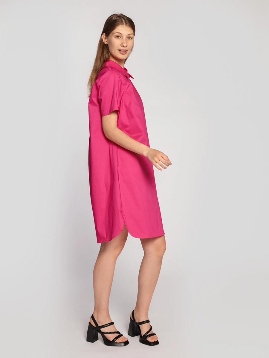 Платье-рубашка цвета фуксии из эластичного хлопка